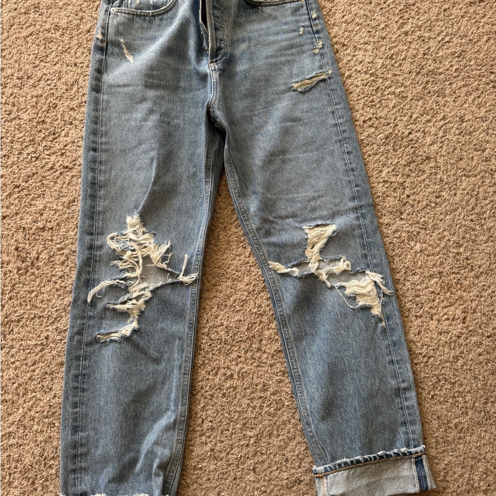Agolde Blue Boyfriend Jeans Distressed Style